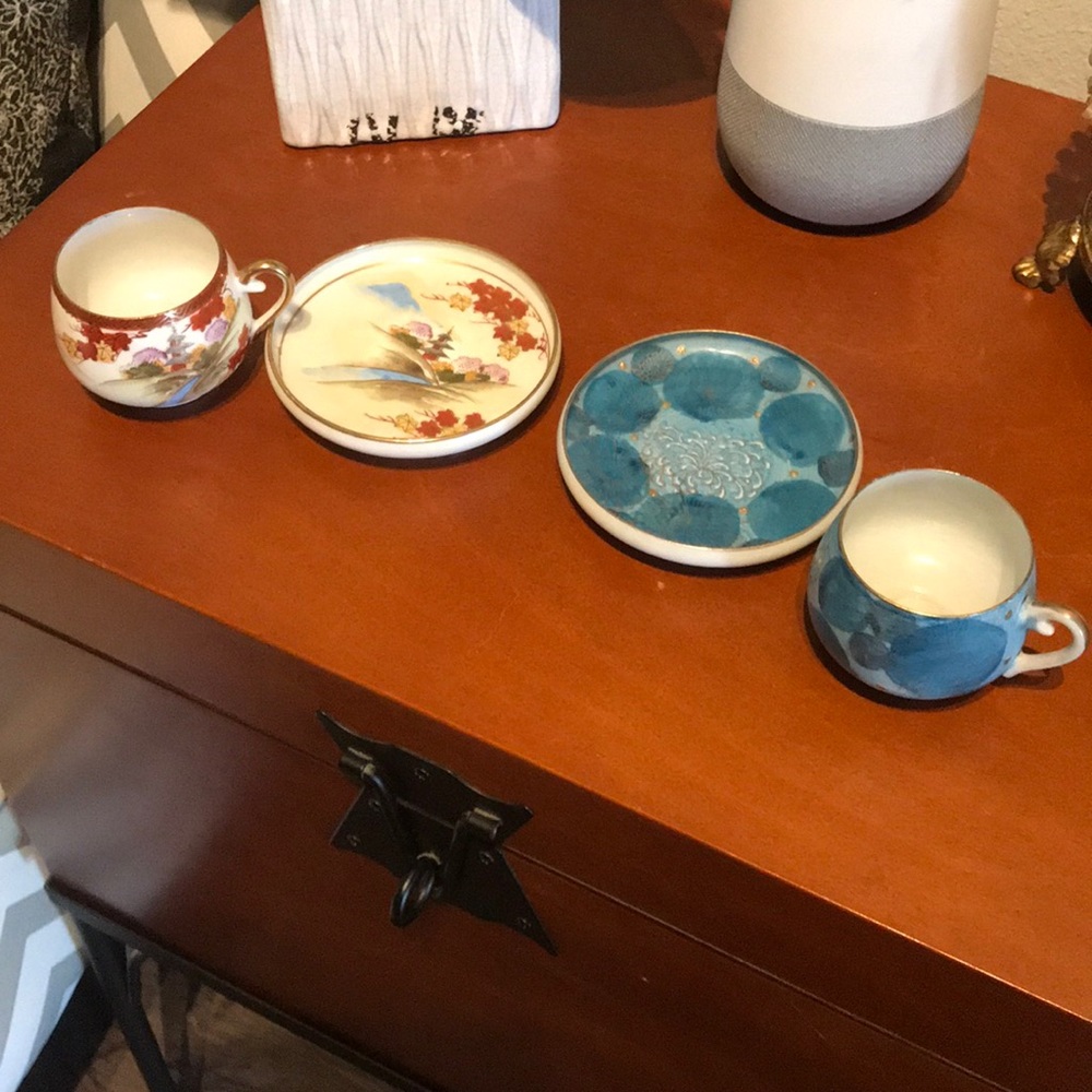 2 sets Vintage Japanese satsuma tea cup and saucer